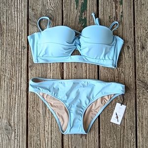 Baby blue / light blue bikini with cut out